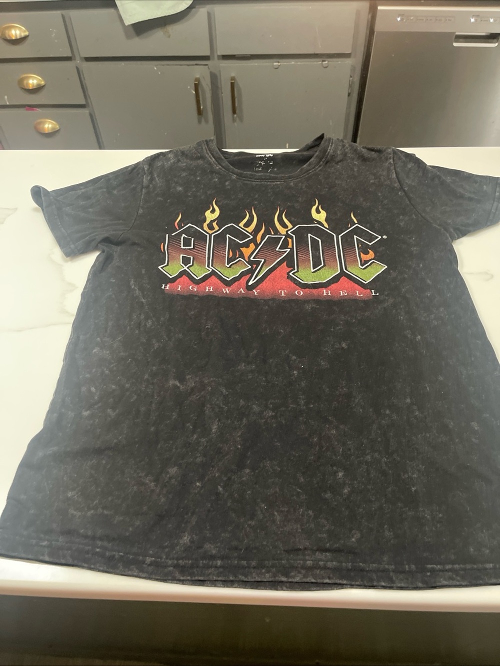 AC/DC Black Tee with Flame Logo